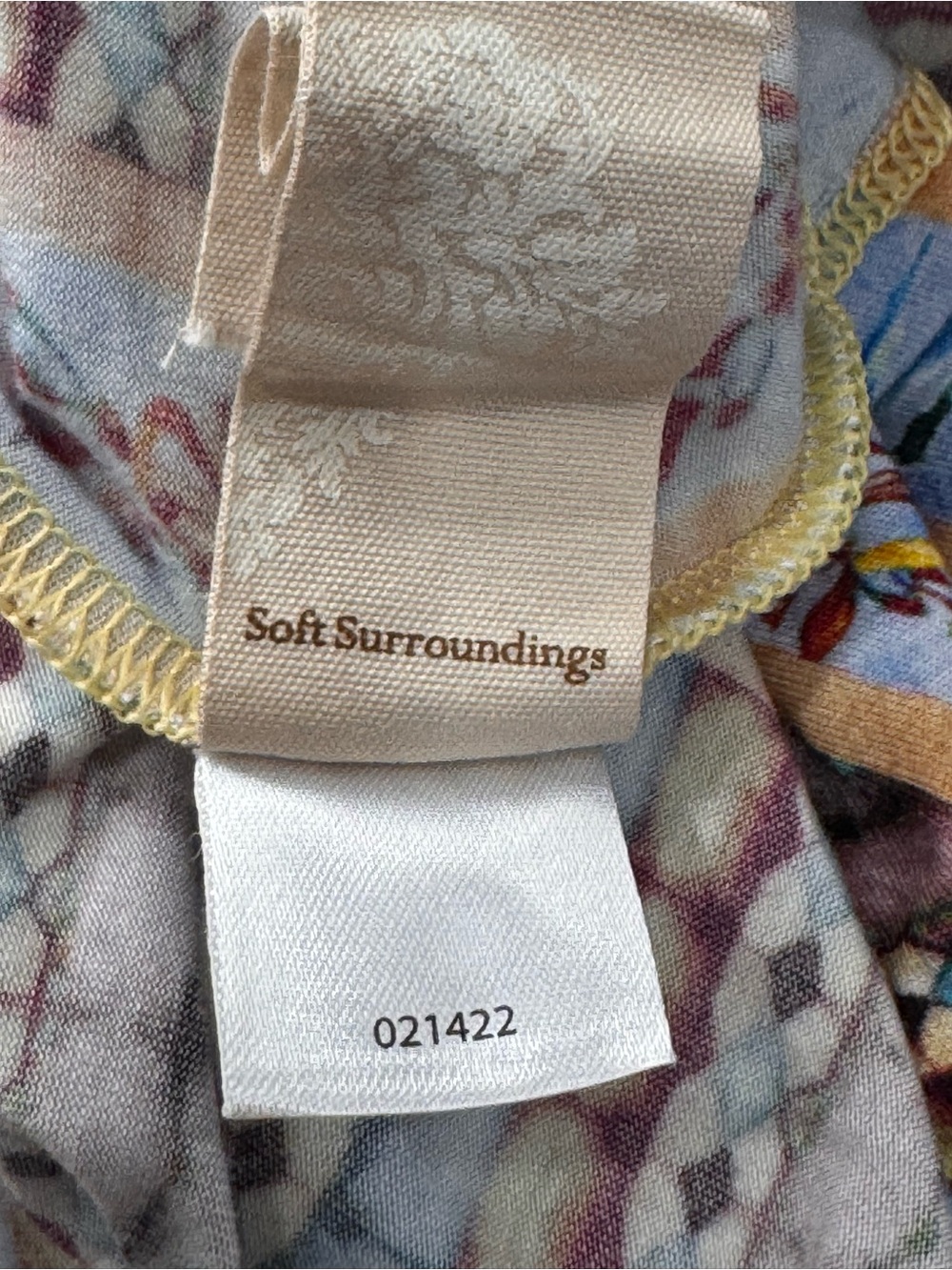 Soft Surroundings Embroidered Mixed Print Boho Tunic Top Jersey Blue 3X - Picture 8 of 11